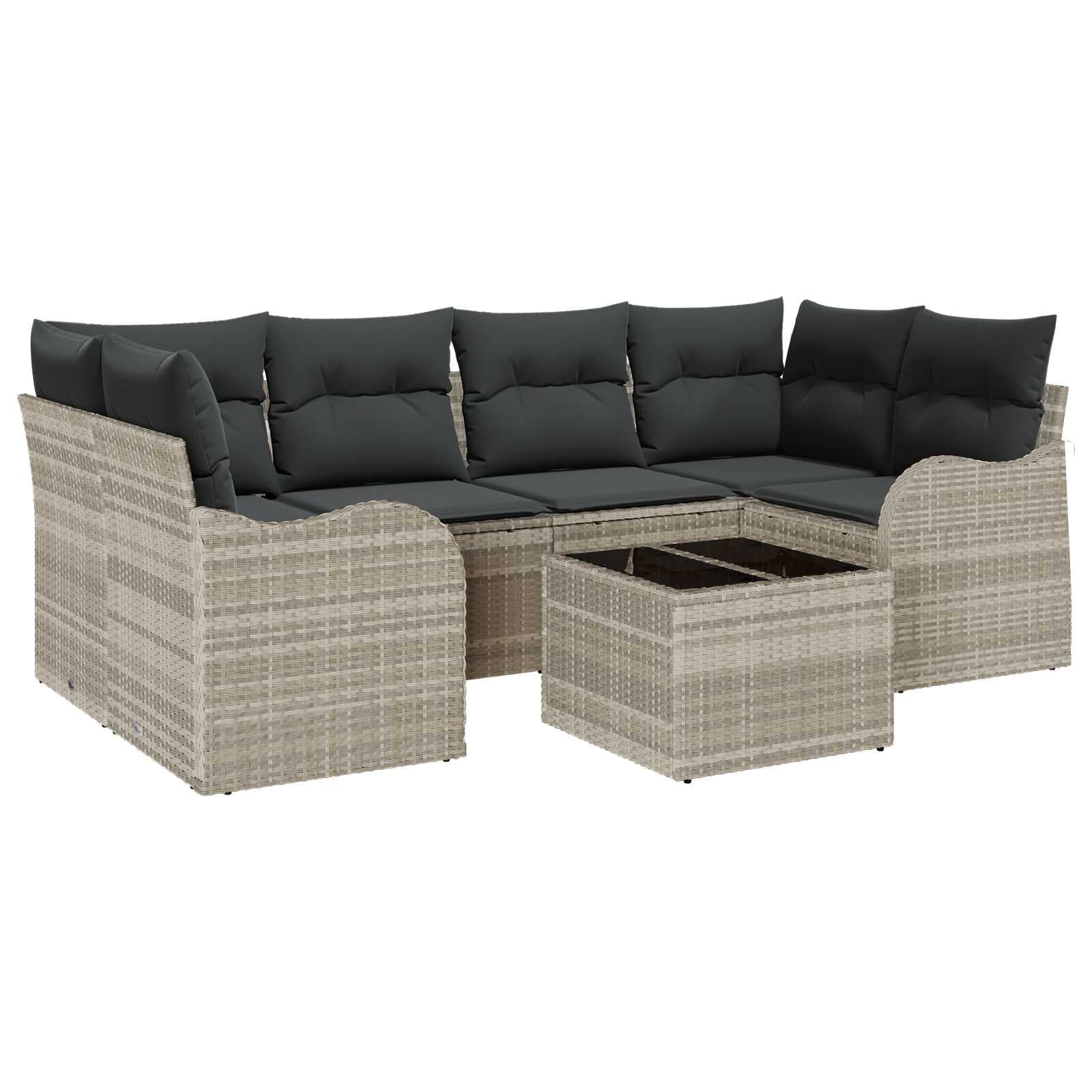 vidaXL Conjunto de Sofá de Jardim 7 pcs Cinza Claro e Cinza Escuro