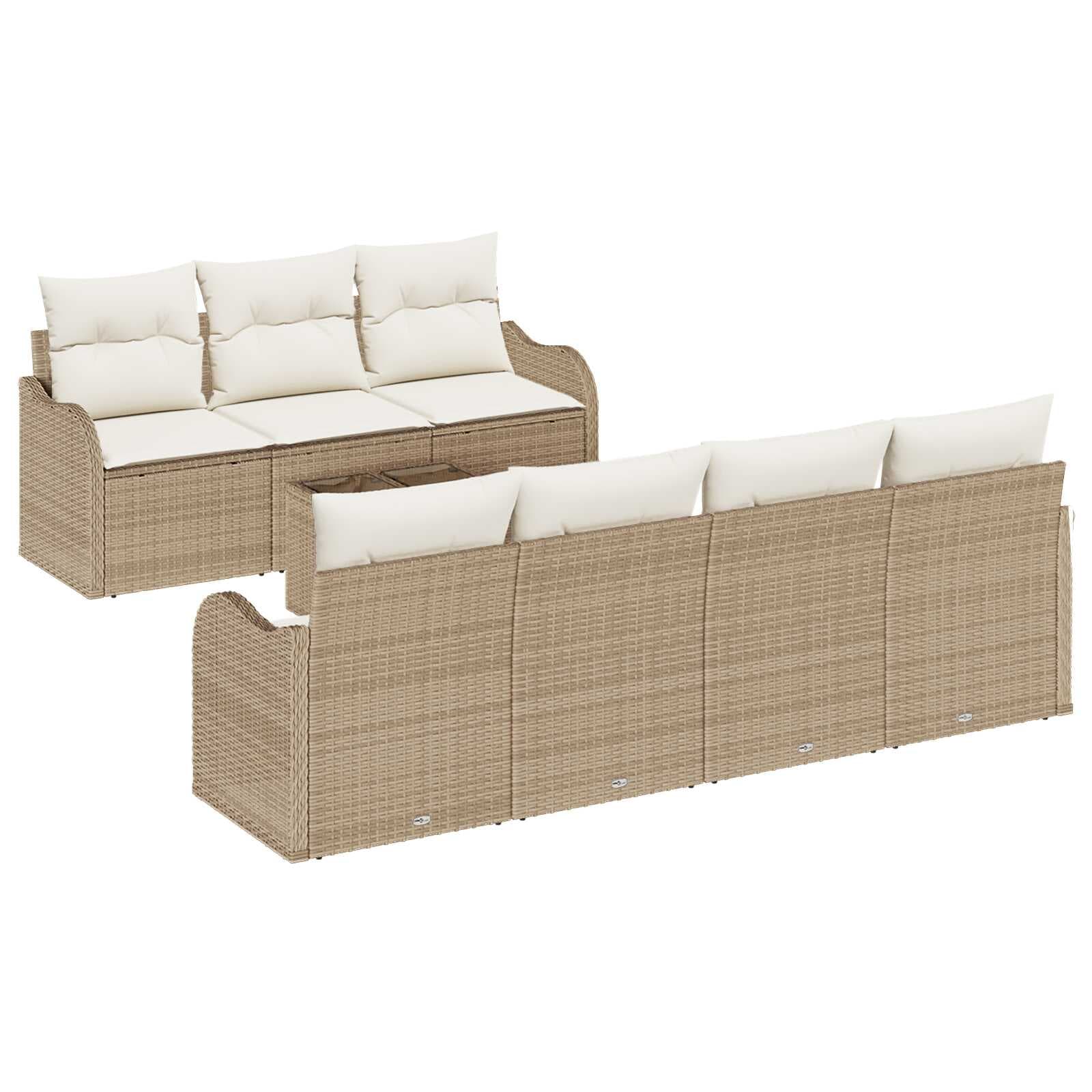 vidaXL Conjunto de Sofá de Jardim com almofada 8 pcs Bege e Creme