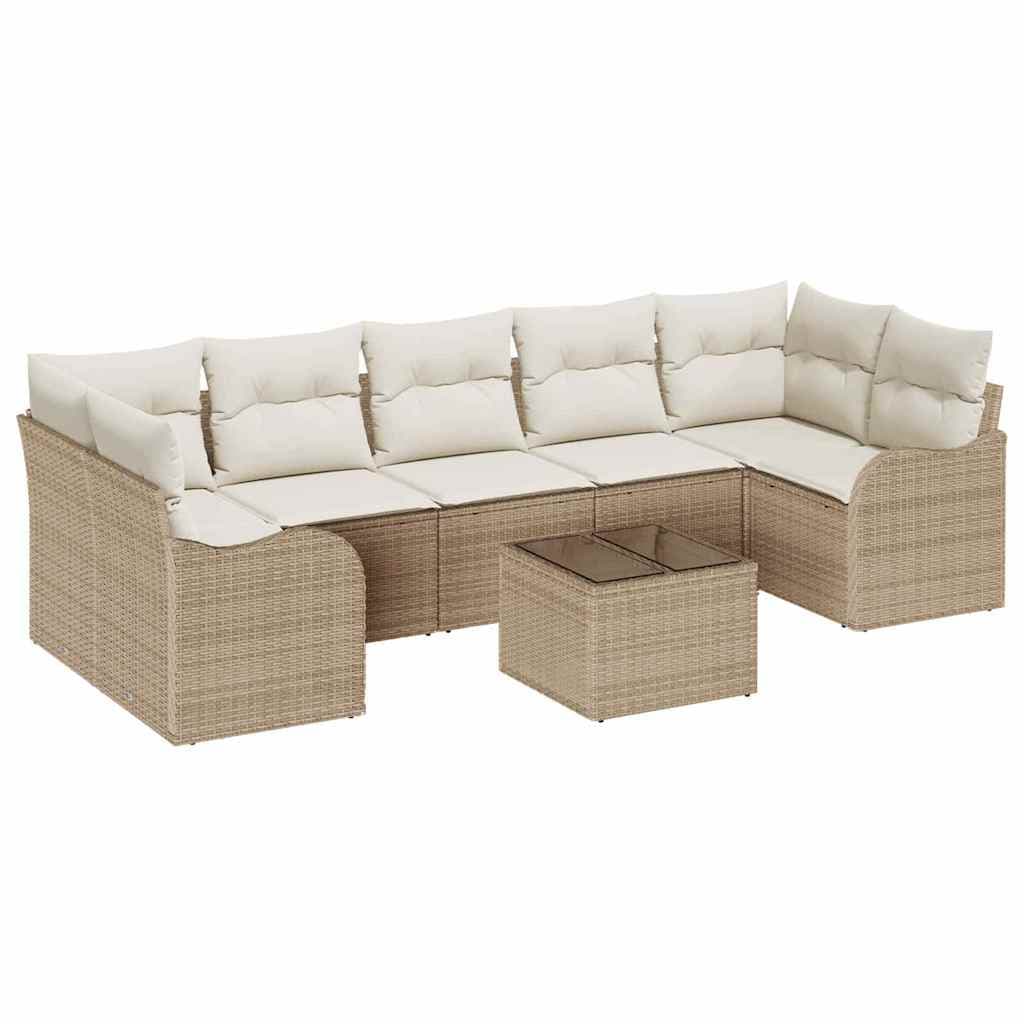 vidaXL Conjunto de Sofá de Jardim com almofada 8 pcs Bege e Creme