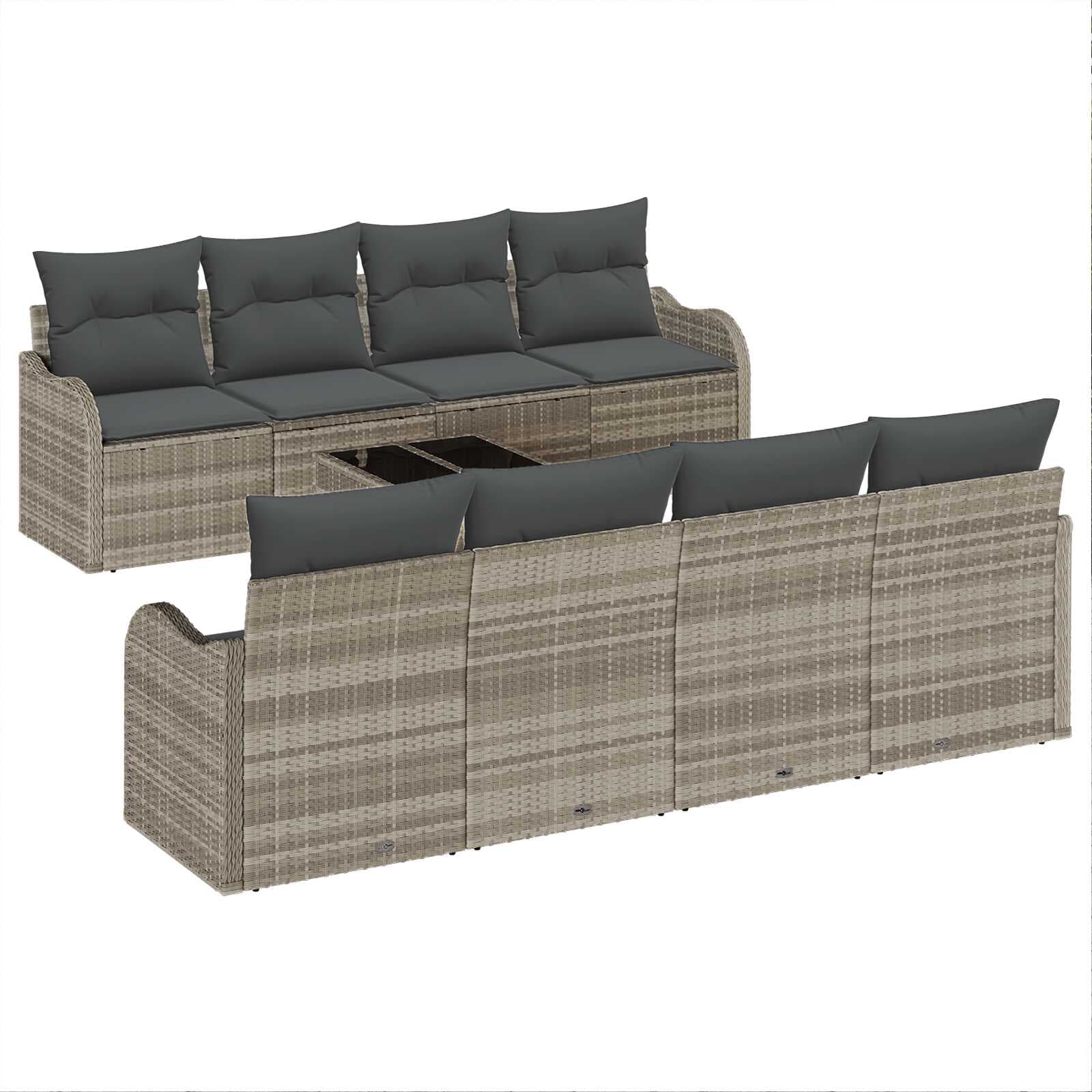 vidaXL Conjunto de Sofá de Jardim 9 pcs Cinza Claro e Cinza Escuro