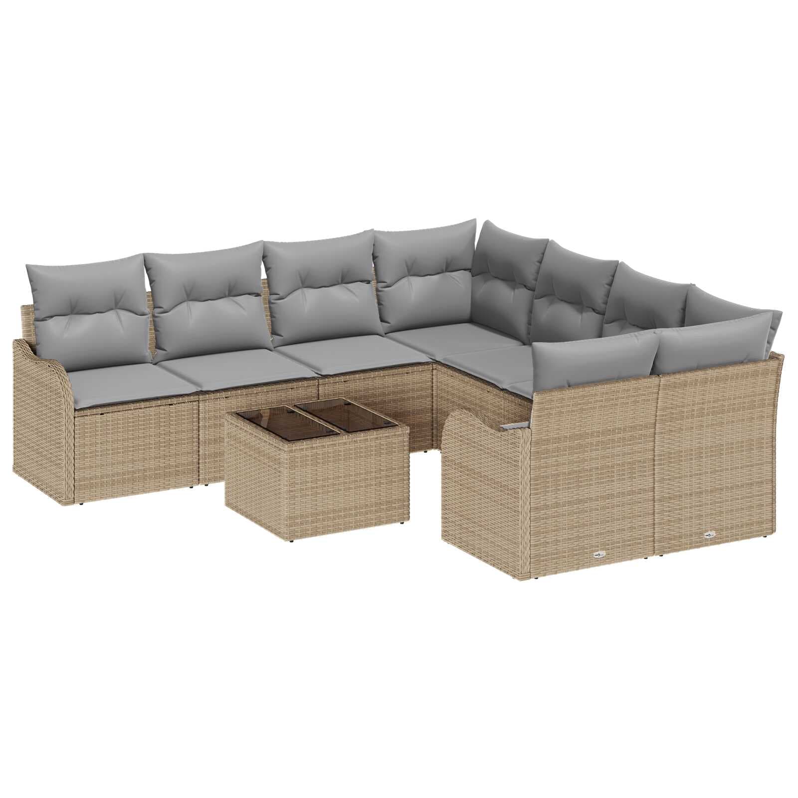 vidaXL Conjunto de Sofá de Jardim com almofada 9 pcs Bege e Cinza