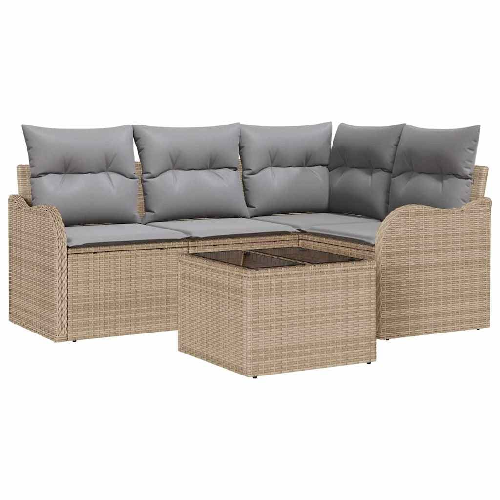 vidaXL Conjunto de Sofá de Jardim 5 Peças Preto Vime Pe - 2493255339