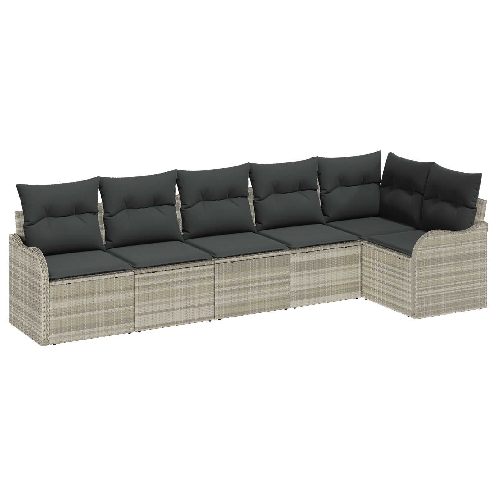 vidaXL Conjunto de Sofá de Jardim com Almofada 6 Peças Cinzento-claro - 921880981