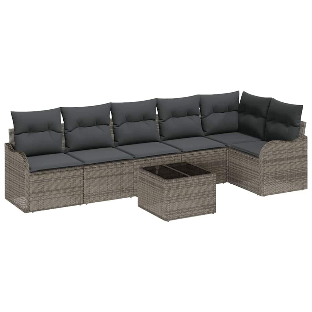 vidaXL Conjunto de Sofá de Jardim 7 Peças Preto Rattan Sintético - 1328443697