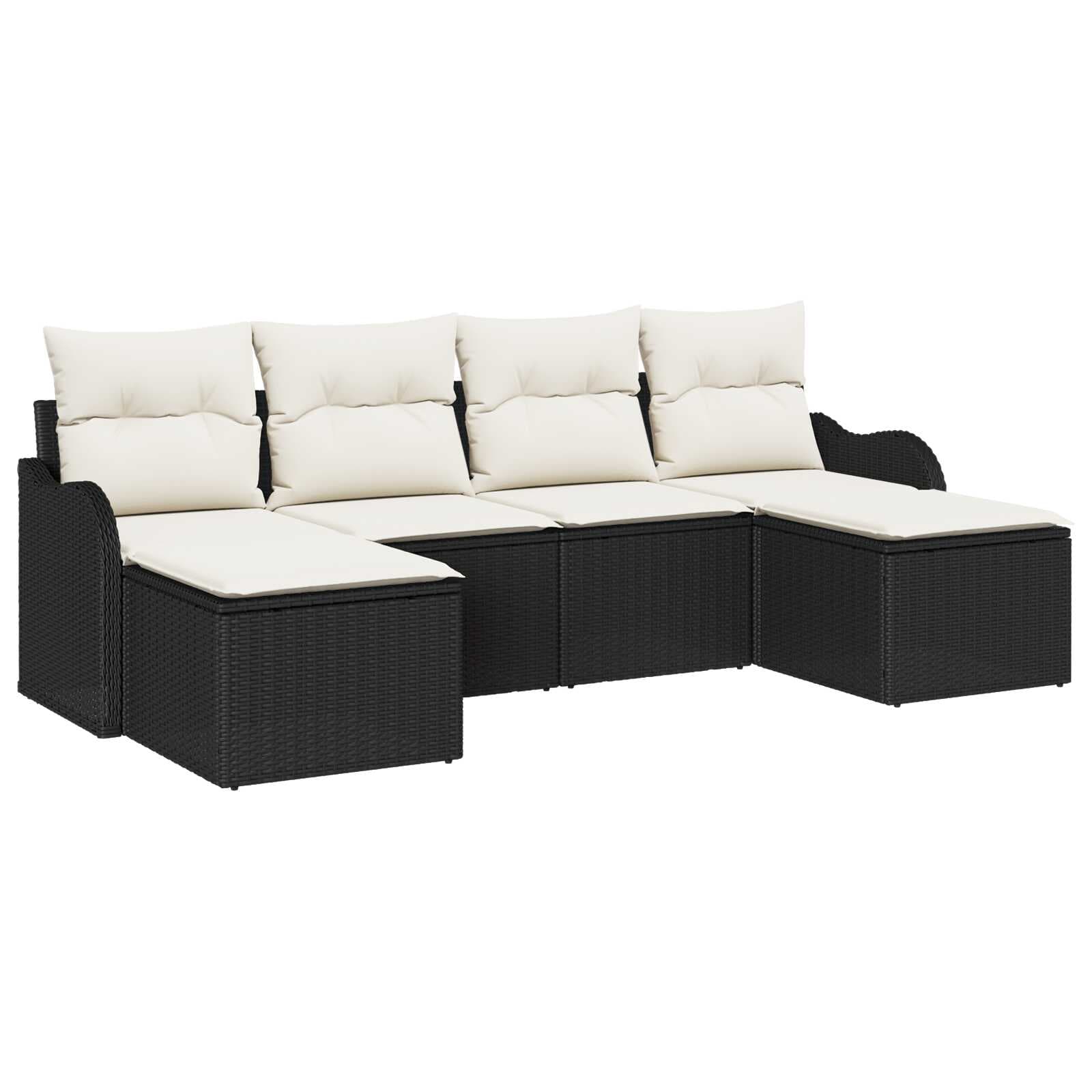 vidaXL Conjunto de Sofá de Jardim com Almofada 6 Peças Preto e Branco - 861562685