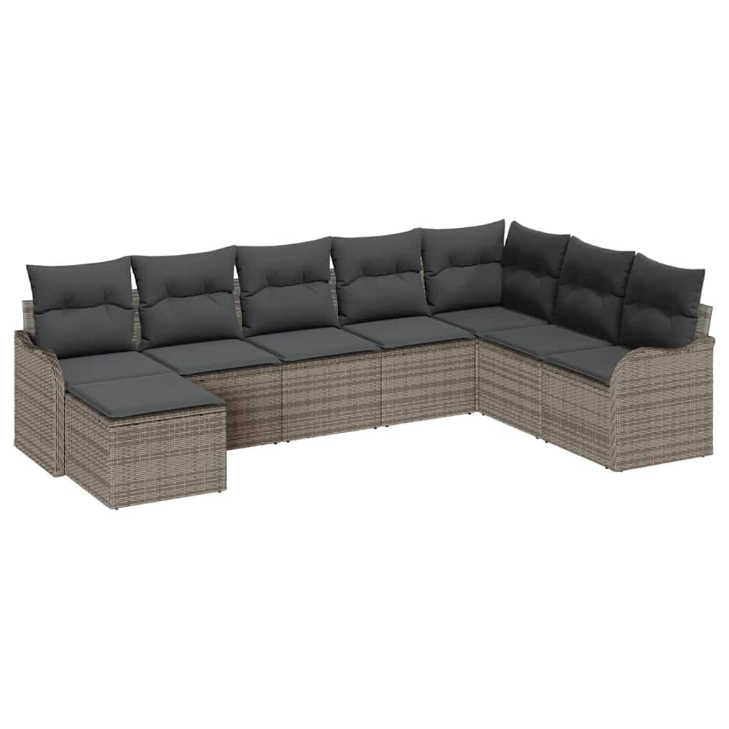 vidaXL Conjunto de Sofá de Jardim 8 Peças Cinzeto Rattan Sintético - 1400526581