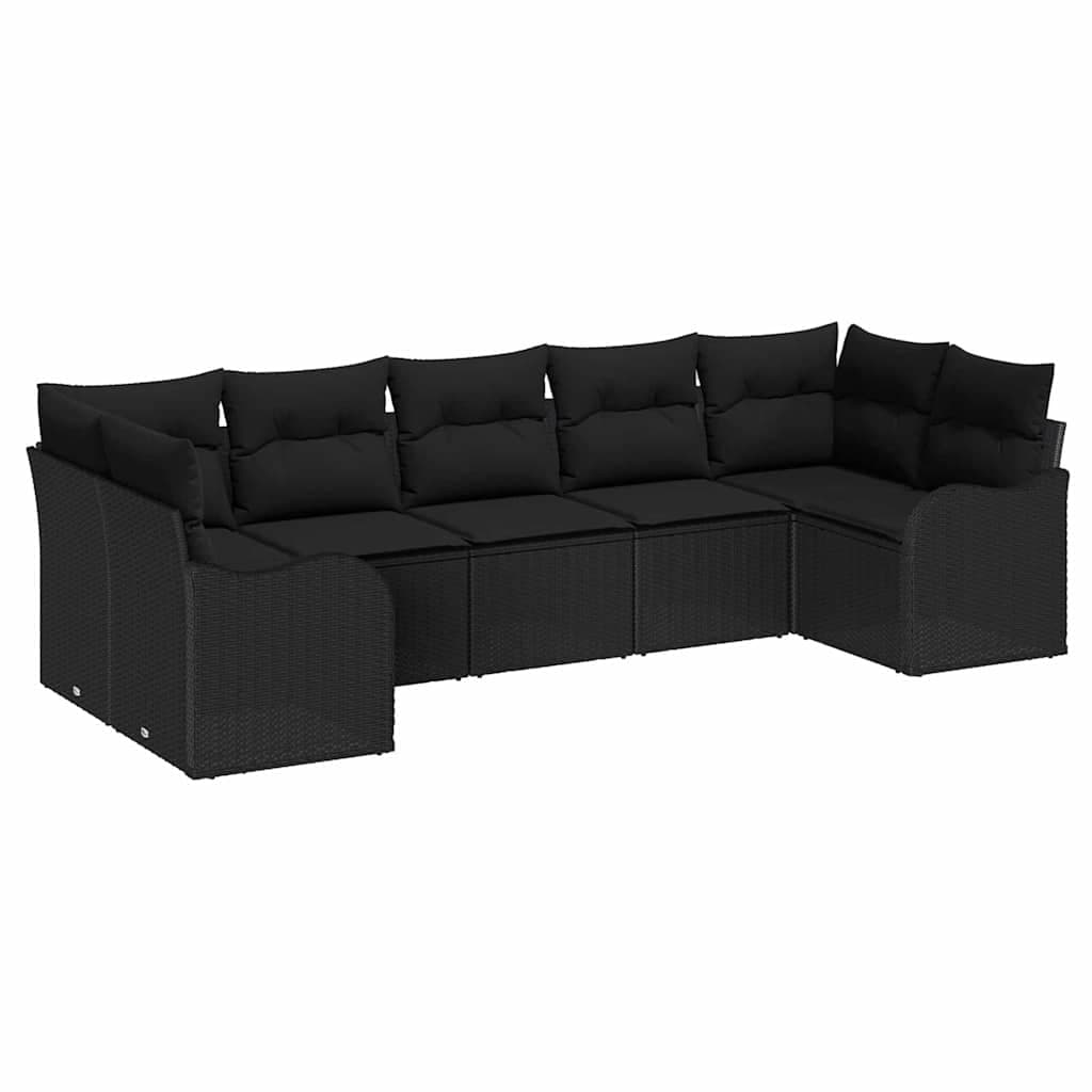 vidaXL Conjunto de Sofá de Jardim 7 Peças Preto Rattan Sintético - 1216494934