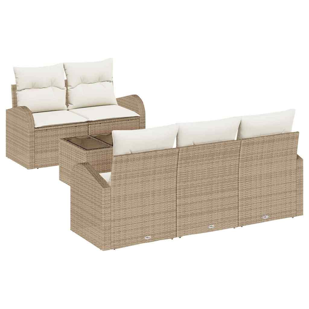 vidaXL Conjunto de Sofá de Jardim 6 pcs Bege e Creme vime PE