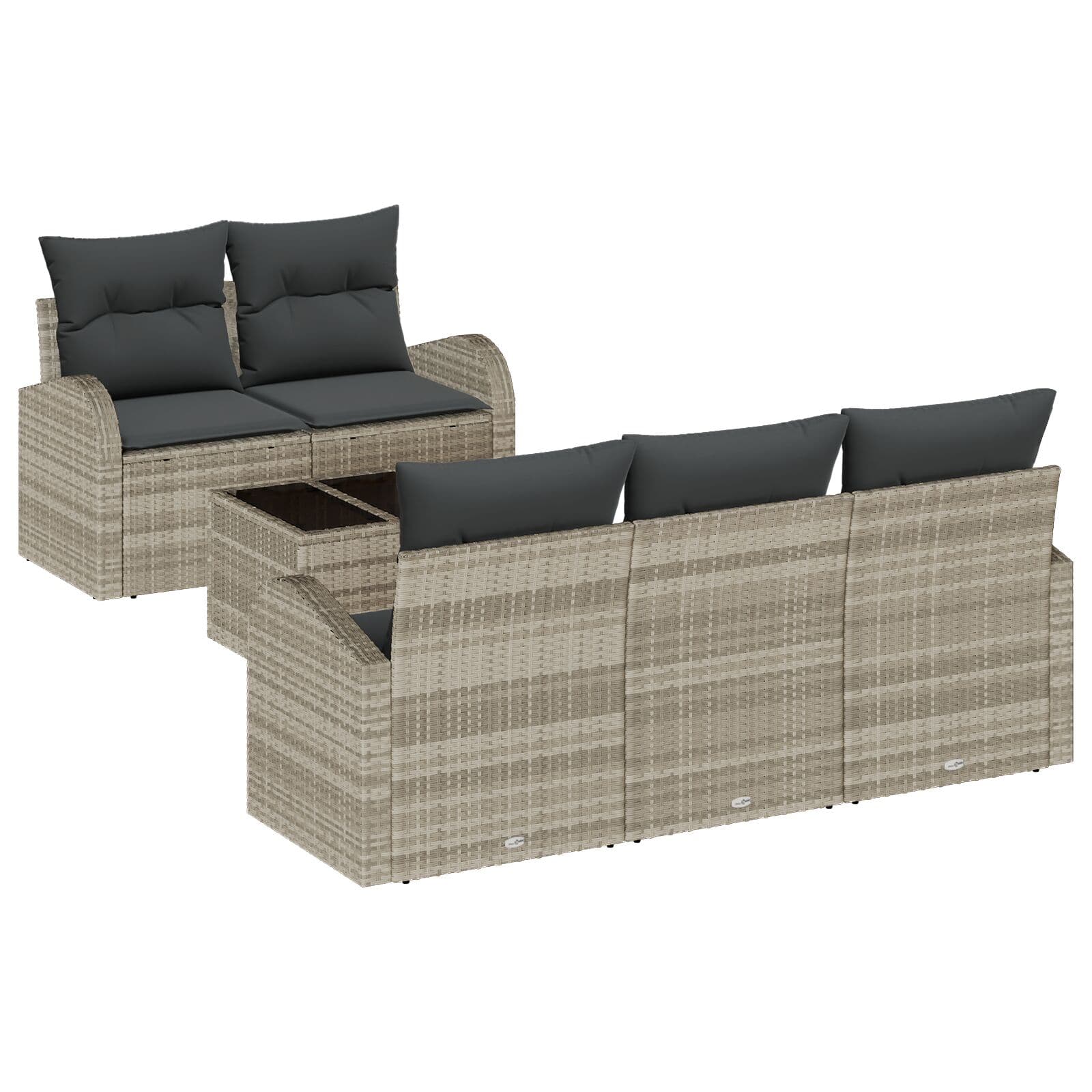 vidaXL Conjunto de Sofá de Jardim 6 pcs Cinza Claro e Cinza Escuro
