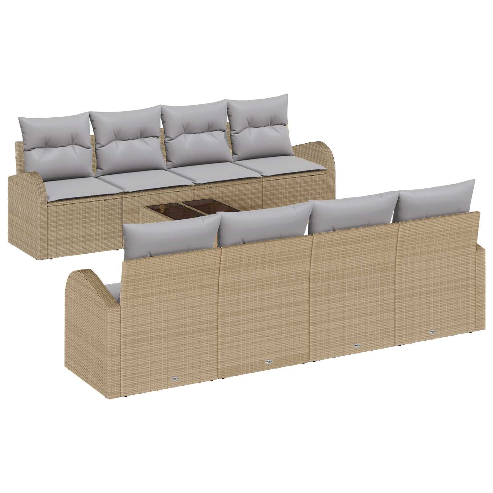 vidaXL Conjunto de Sofá de Jardim 9 pcs Bege e Cinza vime PE