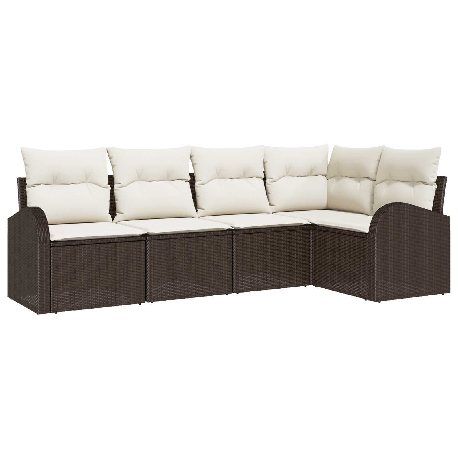 vidaXL Conjunto de Sofá de Jardim 5 pcs Marrom e Branco vime PE