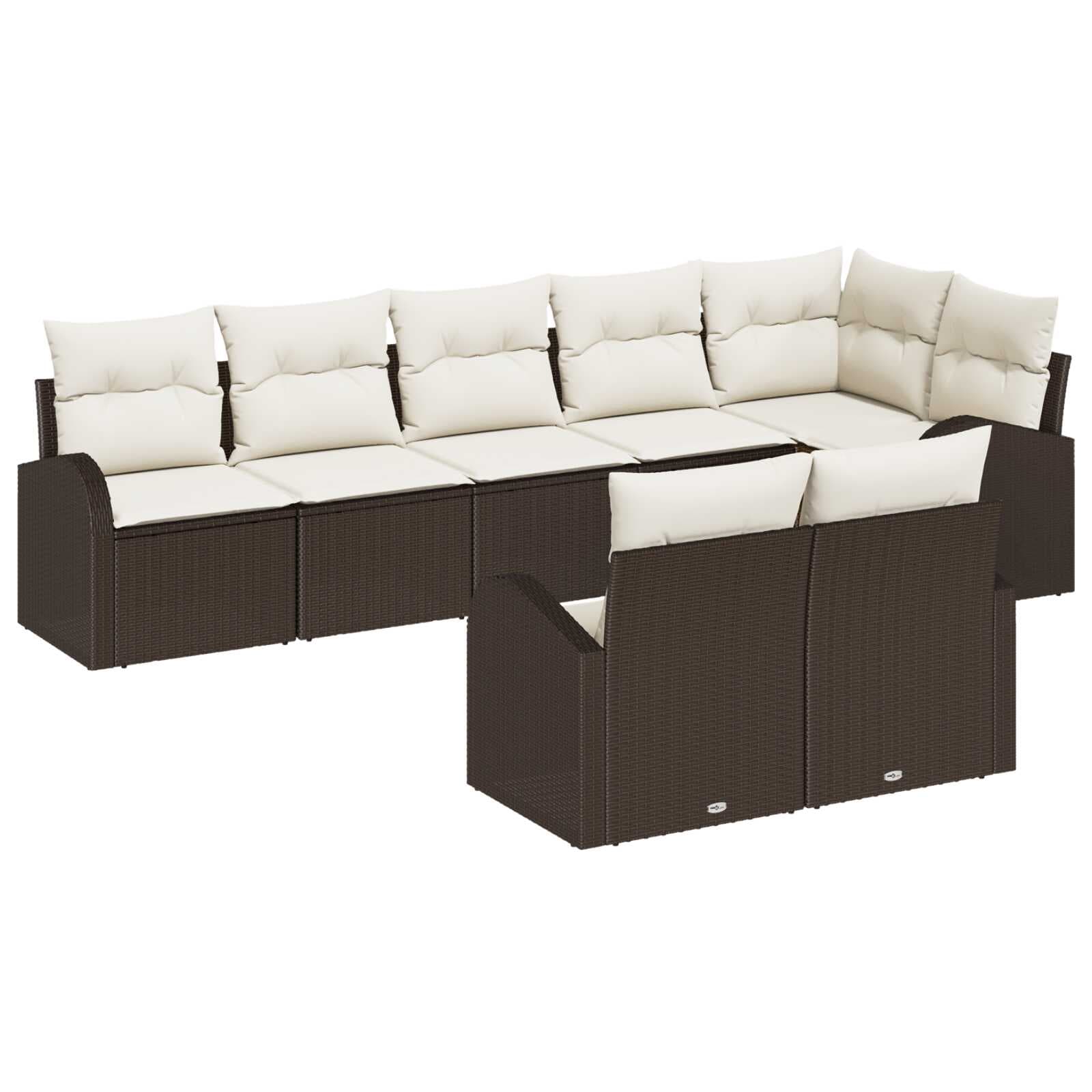 vidaXL Conjunto de Sofá de Jardim 8 pcs Marrom e Branco vime PE