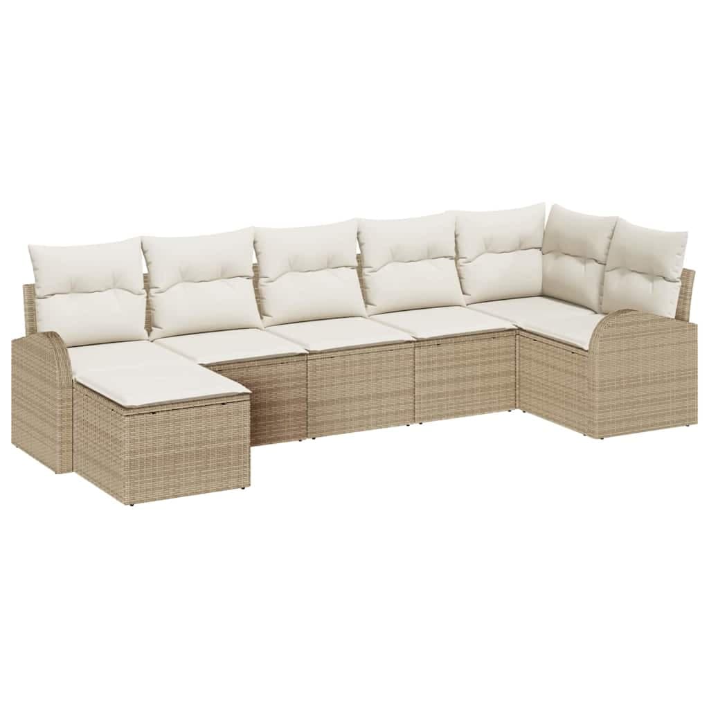 vidaXL Conjunto de Sofás com Almofada 7 Peças Bege Vime Pe - 2623712683