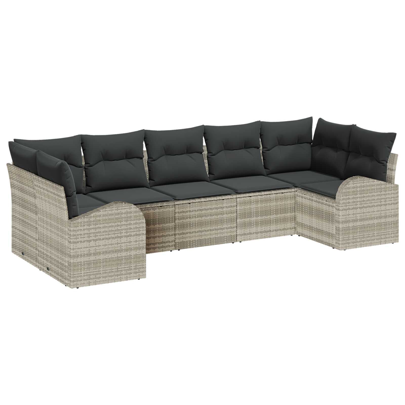 vidaXL Conjunto de Sofá de Jardim 7 pcs Cinzento-claro vime PE