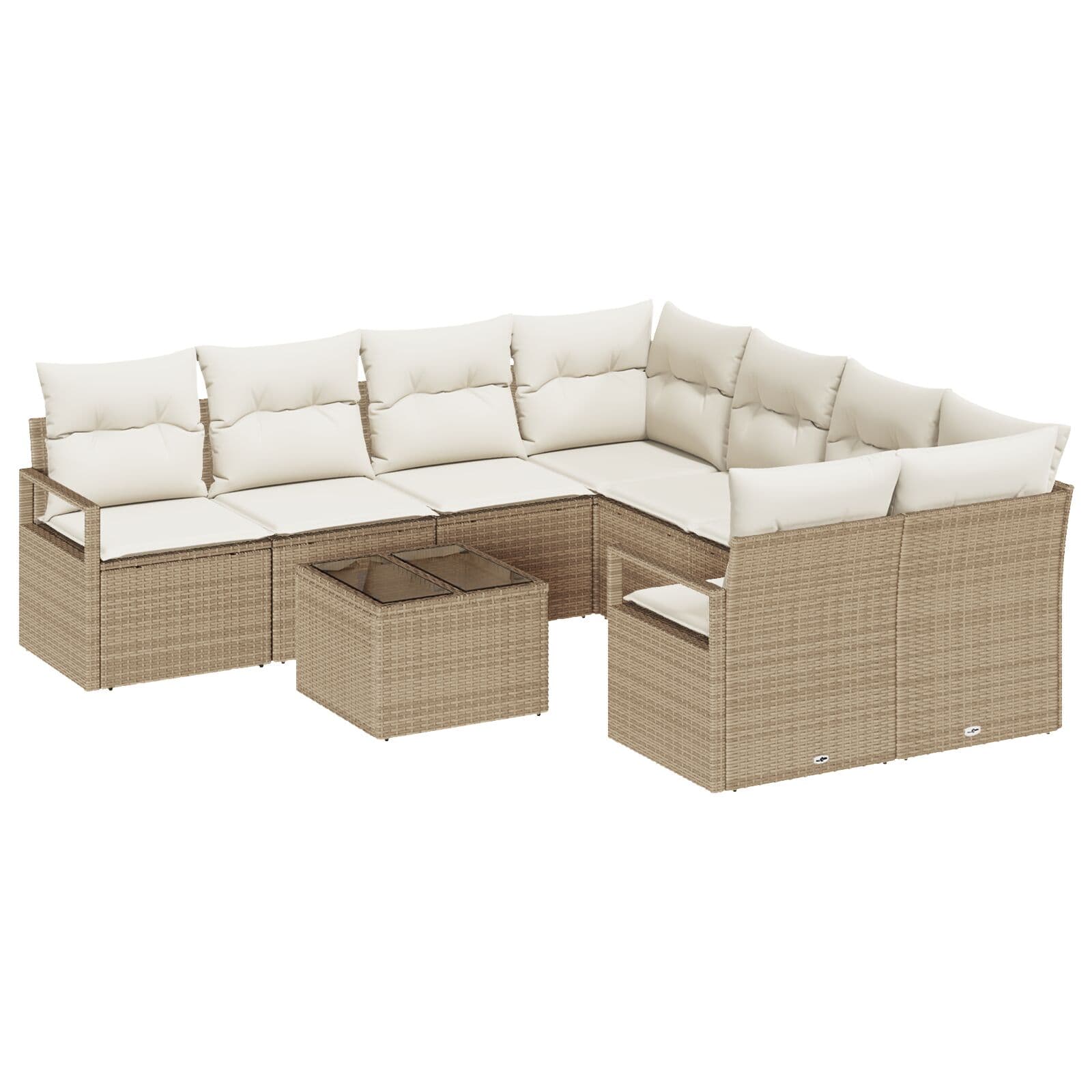 vidaXL Conjunto de Sofás com almofada 9 pcs Bege e Creme vime PE
