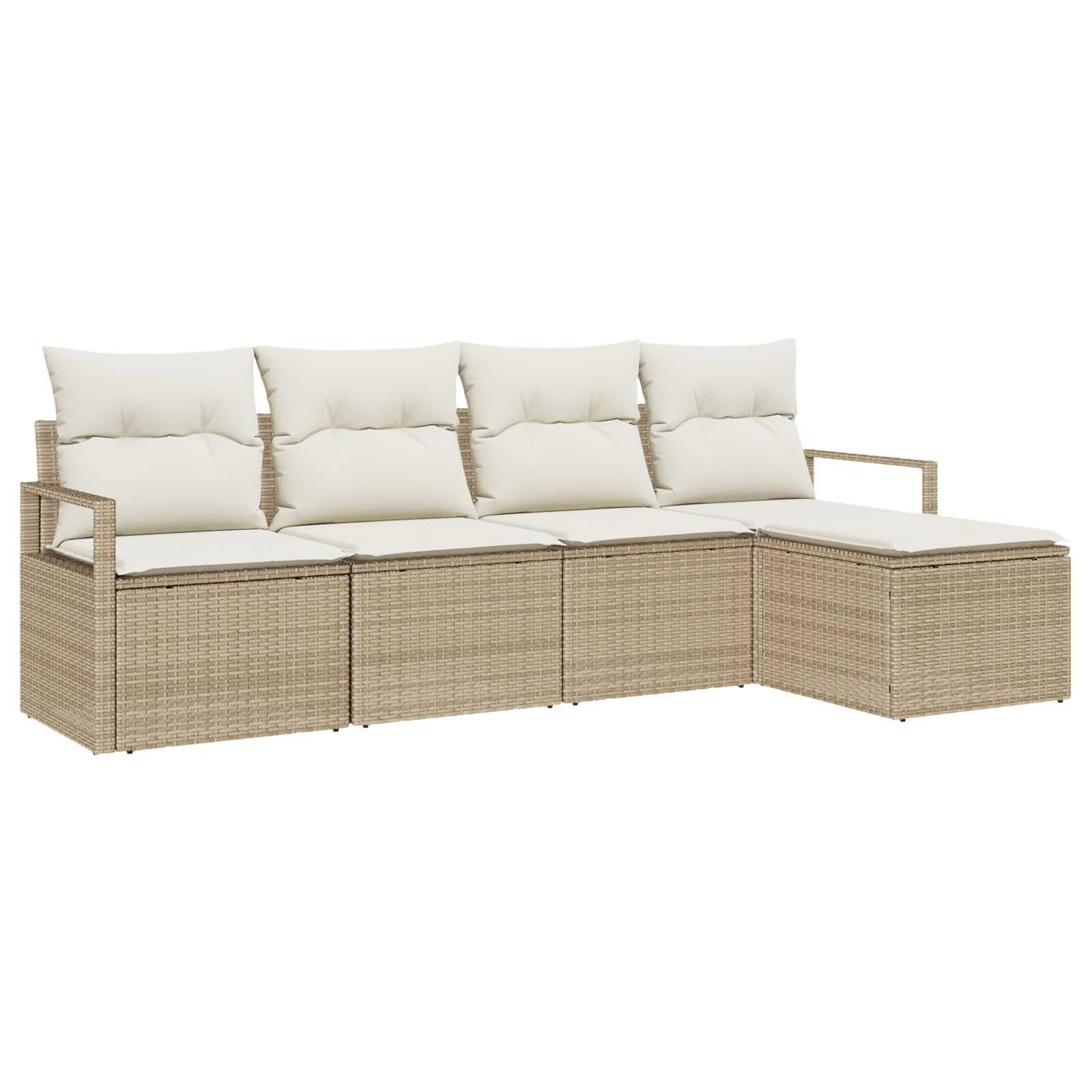 vidaXL Conjunto de Sofás com almofada 5 pcs Bege e Creme vime PE
