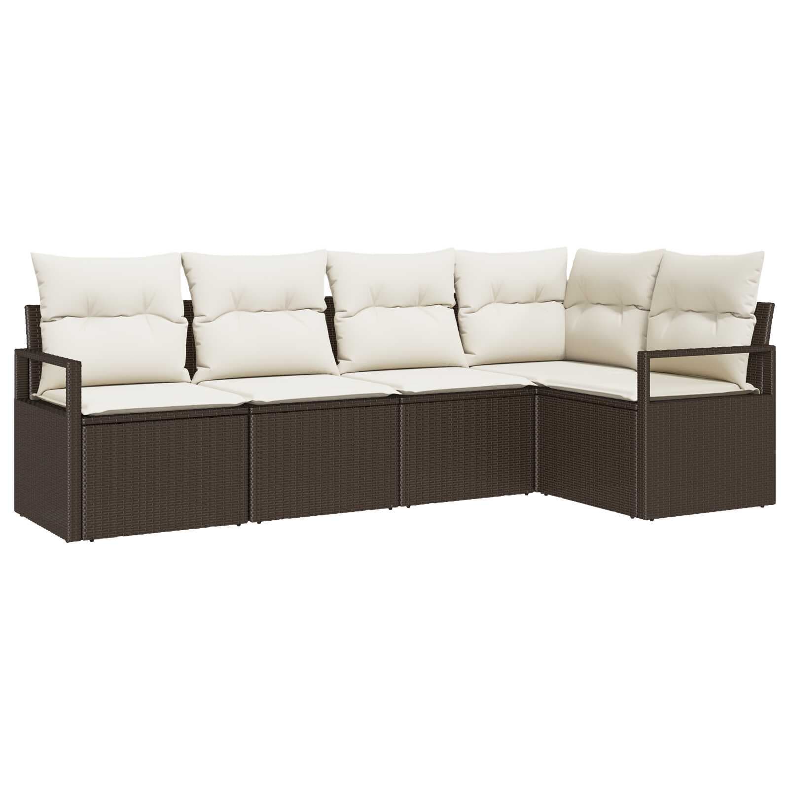 vidaXL Conjunto de Sofá de Jardim 5 pcs Marrom e Branco vime PE