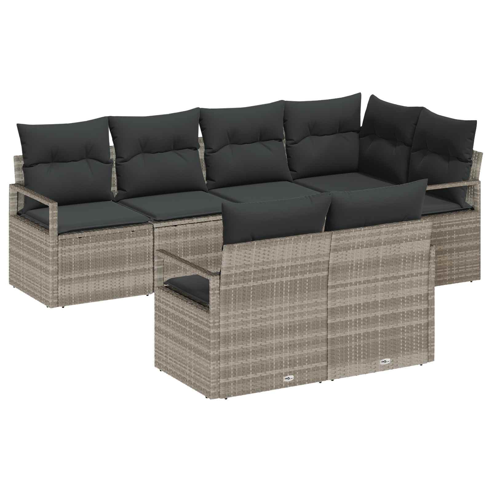 vidaXL Conjunto de Sofá de Jardim 7 pcs Cinzento-claro vime PE