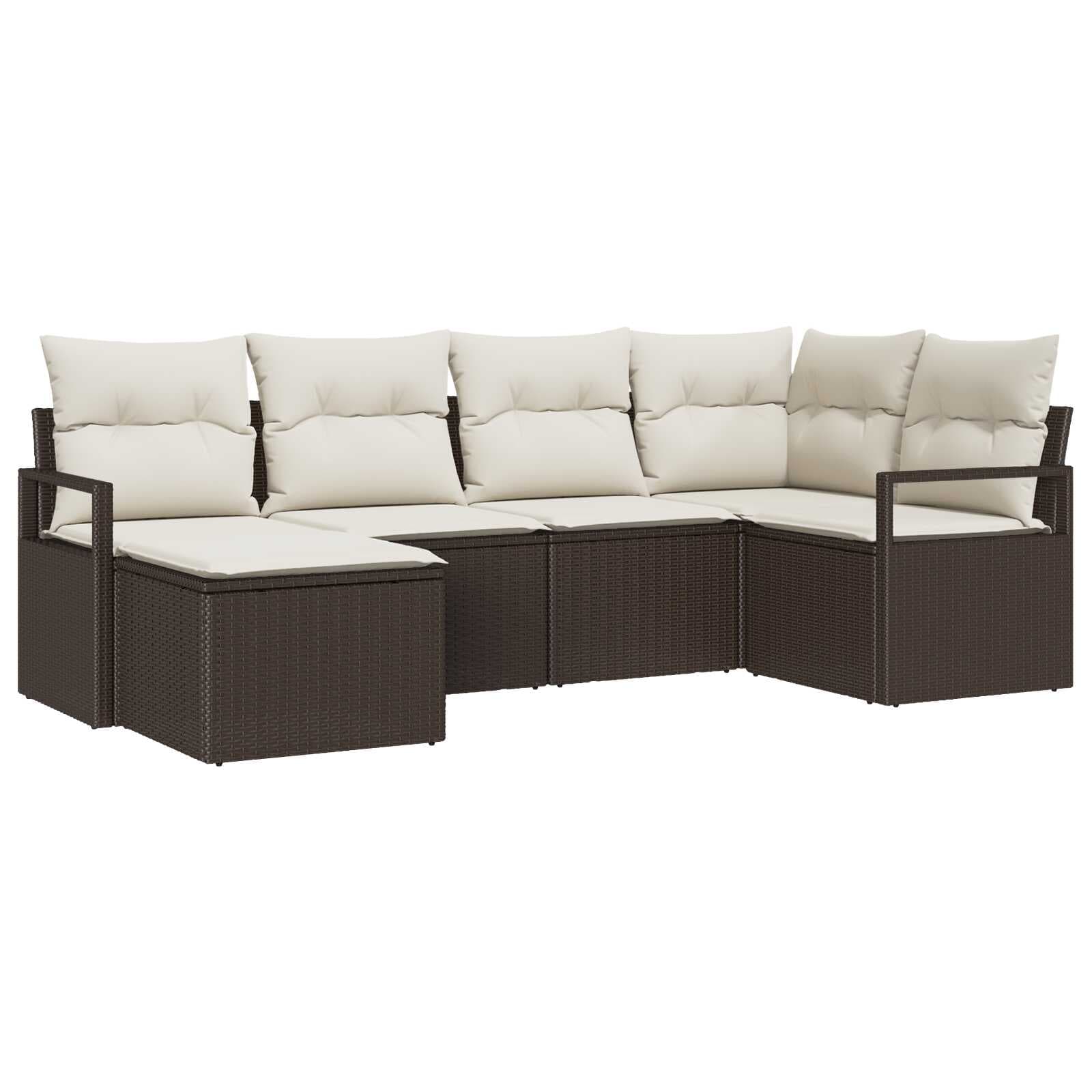 vidaXL Conjunto de Sofás com almofada 6 pcs Marrom e Creme vime PE