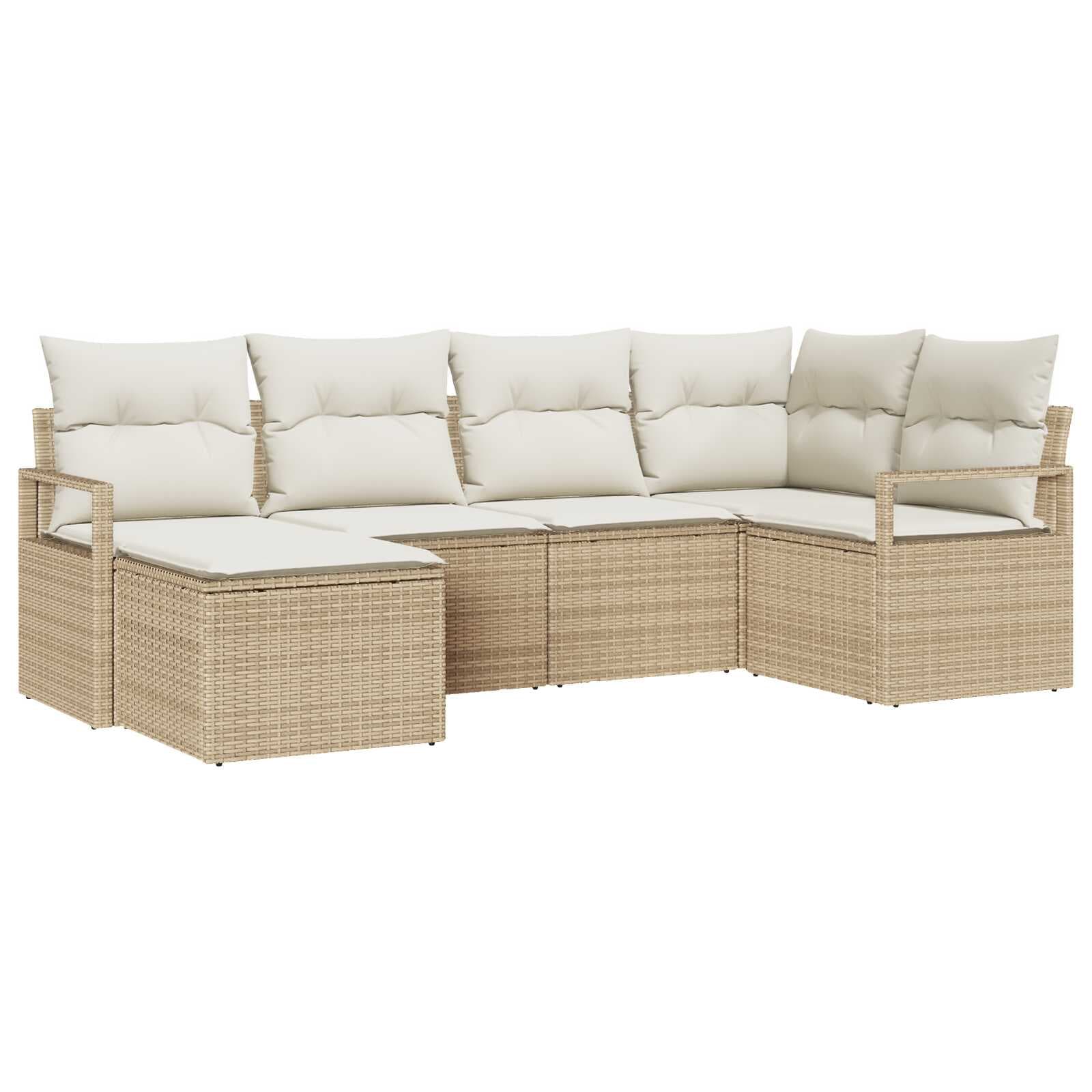 vidaXL Conjunto de Sofás com almofada 6 pcs Bege e Creme vime PE