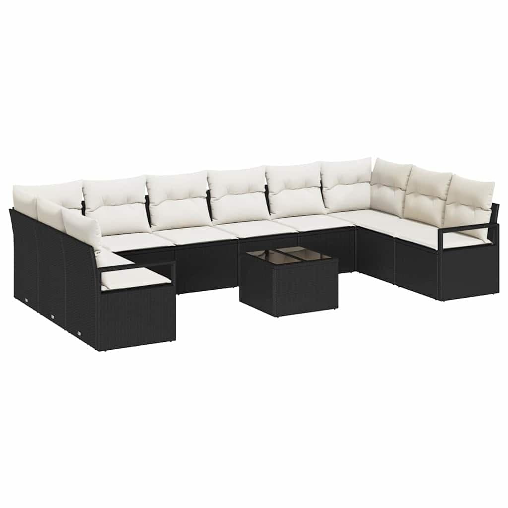 vidaXL Conjunto de Sofá de Jardim 11 pcs Marrom e Creme vime PE