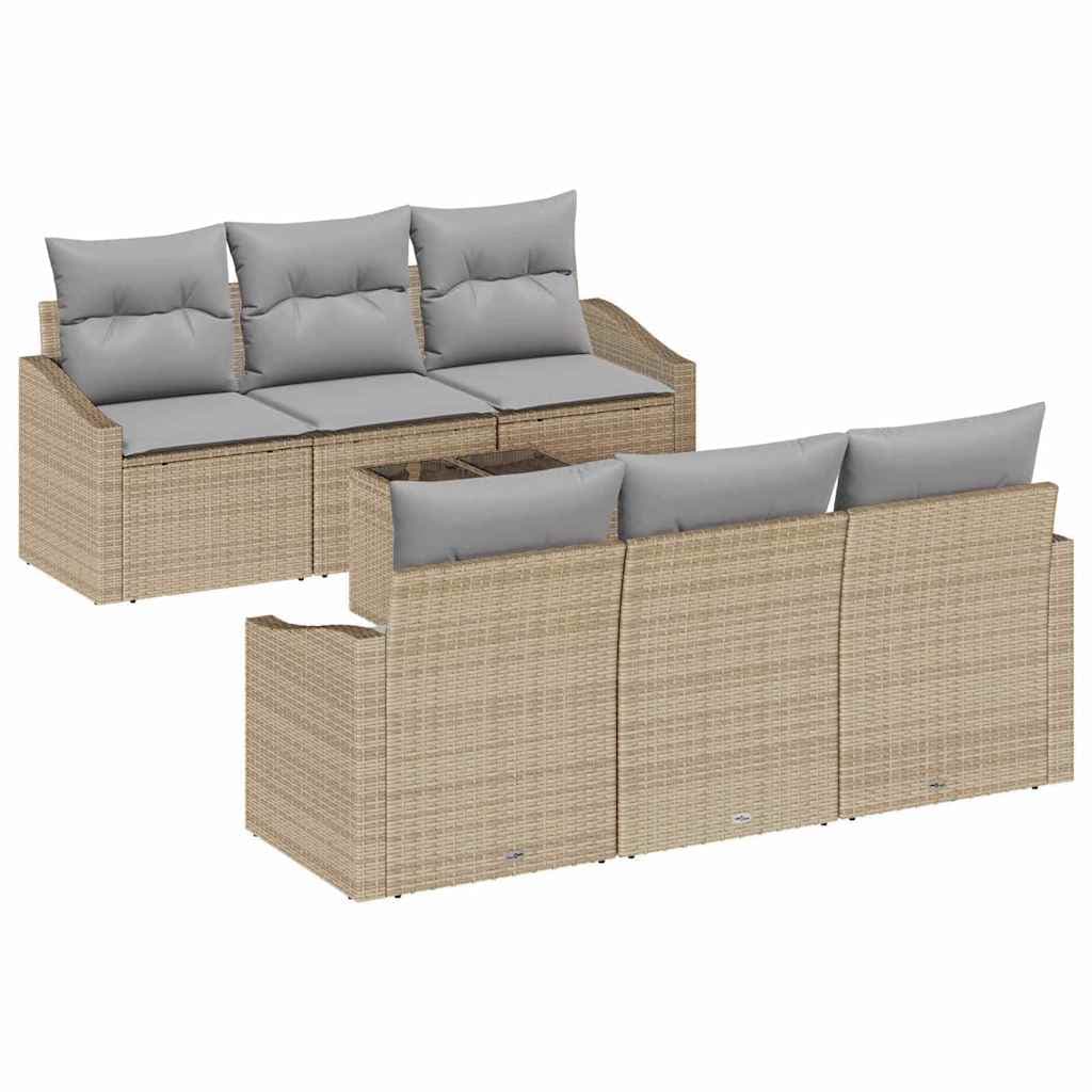 vidaXL Conjunto de Sofás com almofada 7 pcs Bege e Cinza vime PE