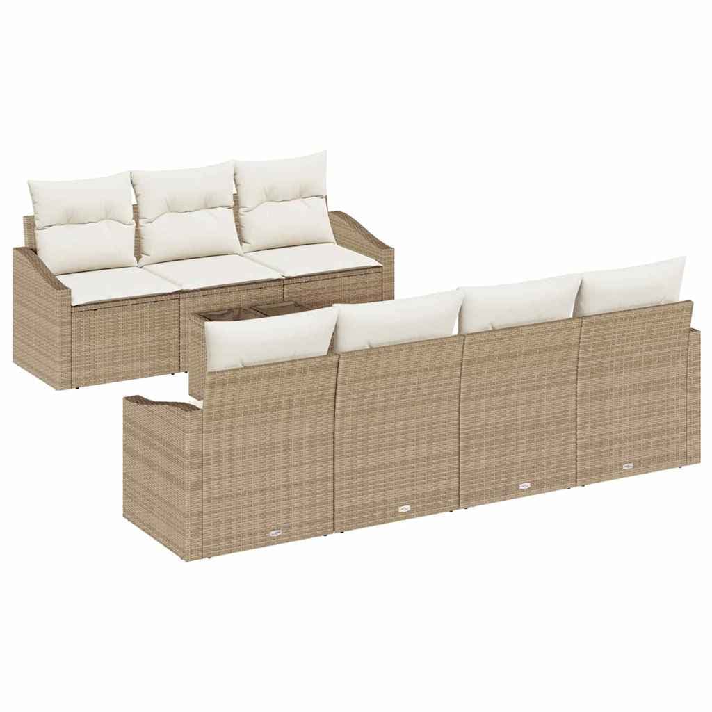 vidaXL Conjunto de Sofás com almofada 8 pcs Bege e Creme vime PE