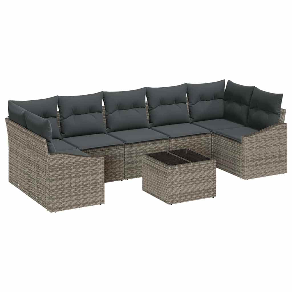 vidaXL Conjunto de Sofás com almofada 8 pcs Cinzeto vime PE
