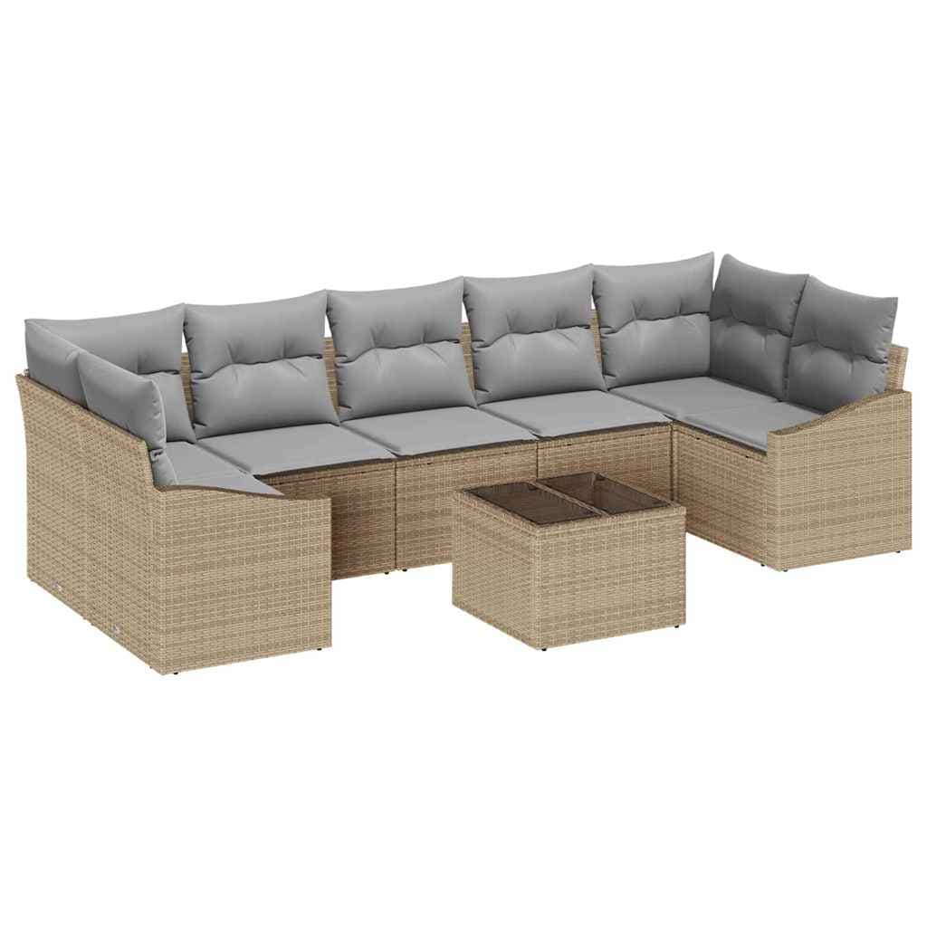 vidaXL Conjunto de Sofás com almofada 8 pcs Bege e Cinza vime PE