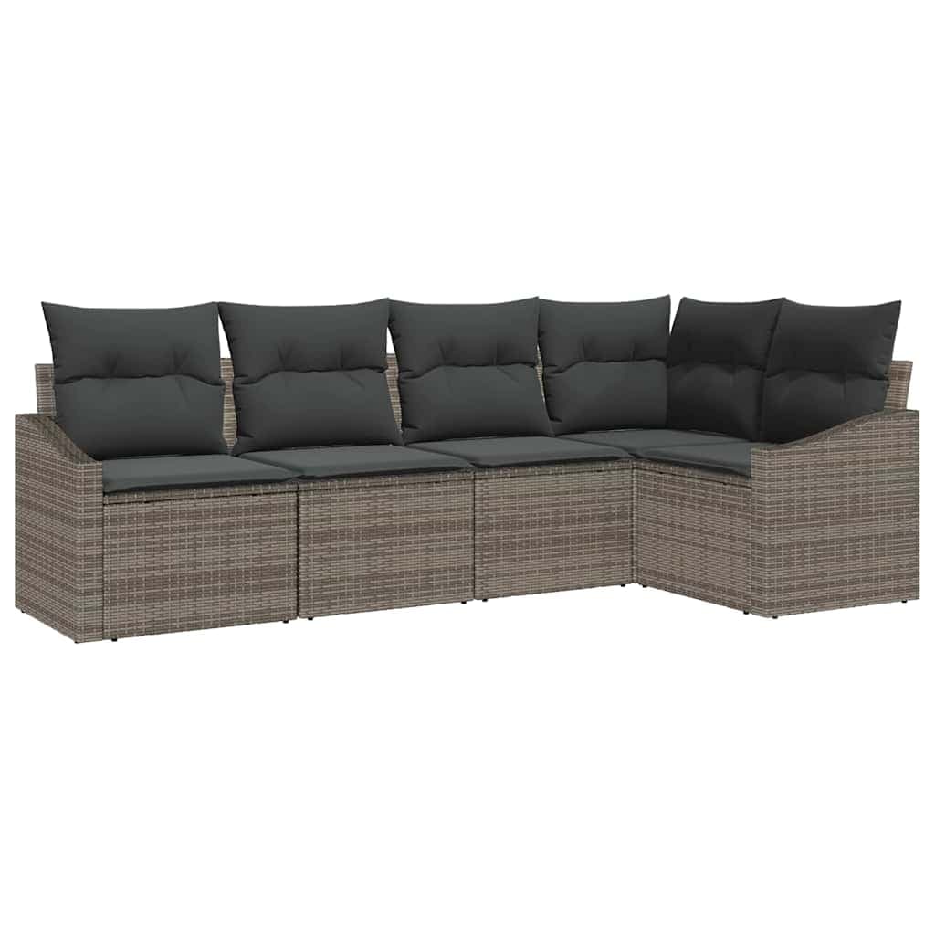 vidaXL Conjunto de Sofá de Jardim com almofada 5 pcs Cinzeto vime PE