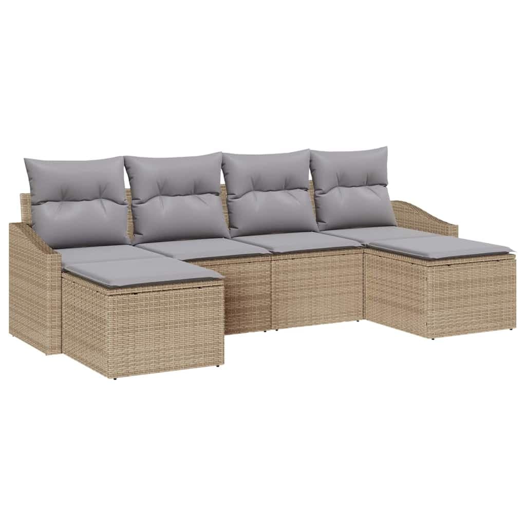 vidaXL Conjunto de Jantar para Jardim 6 Peças Bege e Cinza Claro - 2245668935