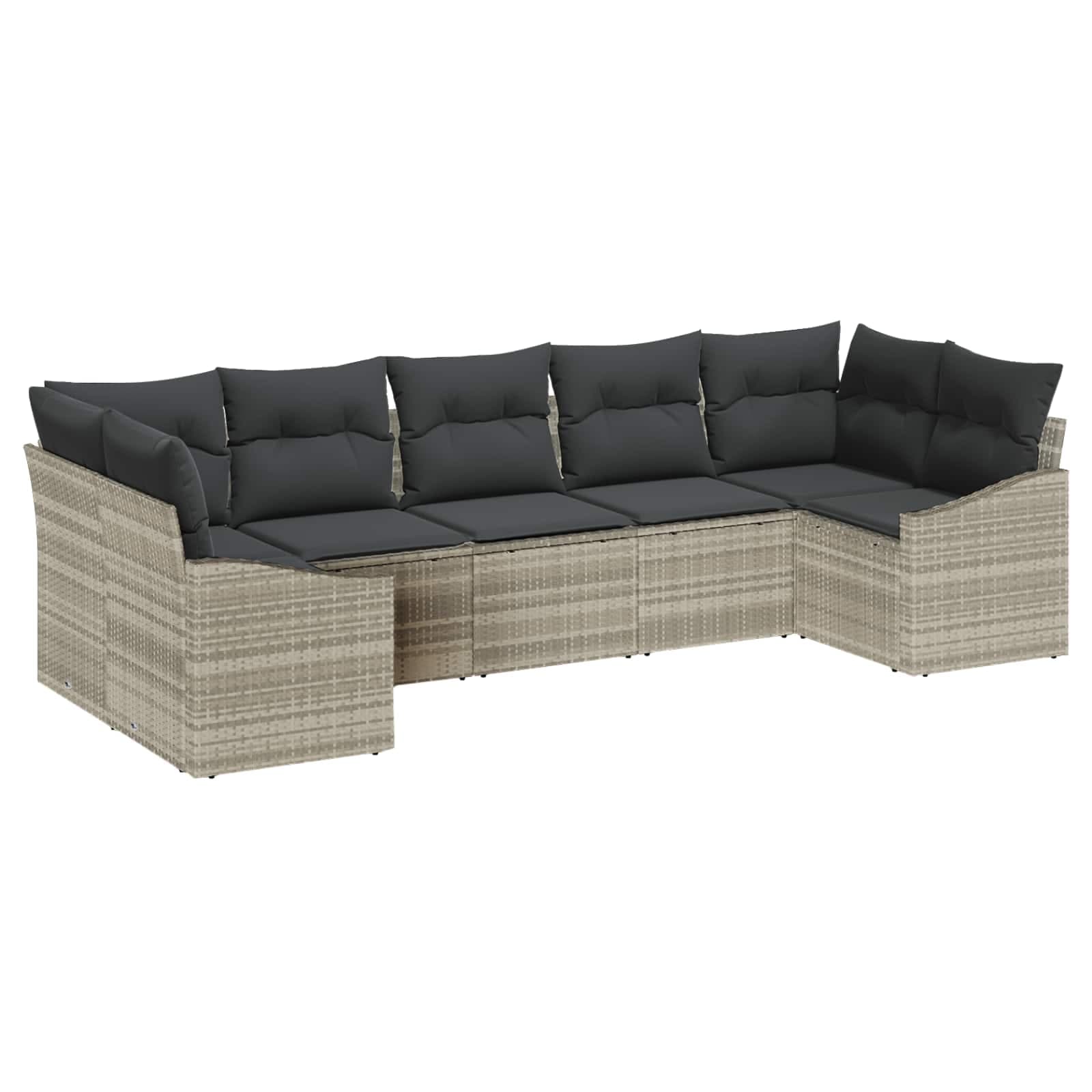 vidaXL Conjunto de Sofá de Jardim 7 pcs Cinzento-claro vime PE