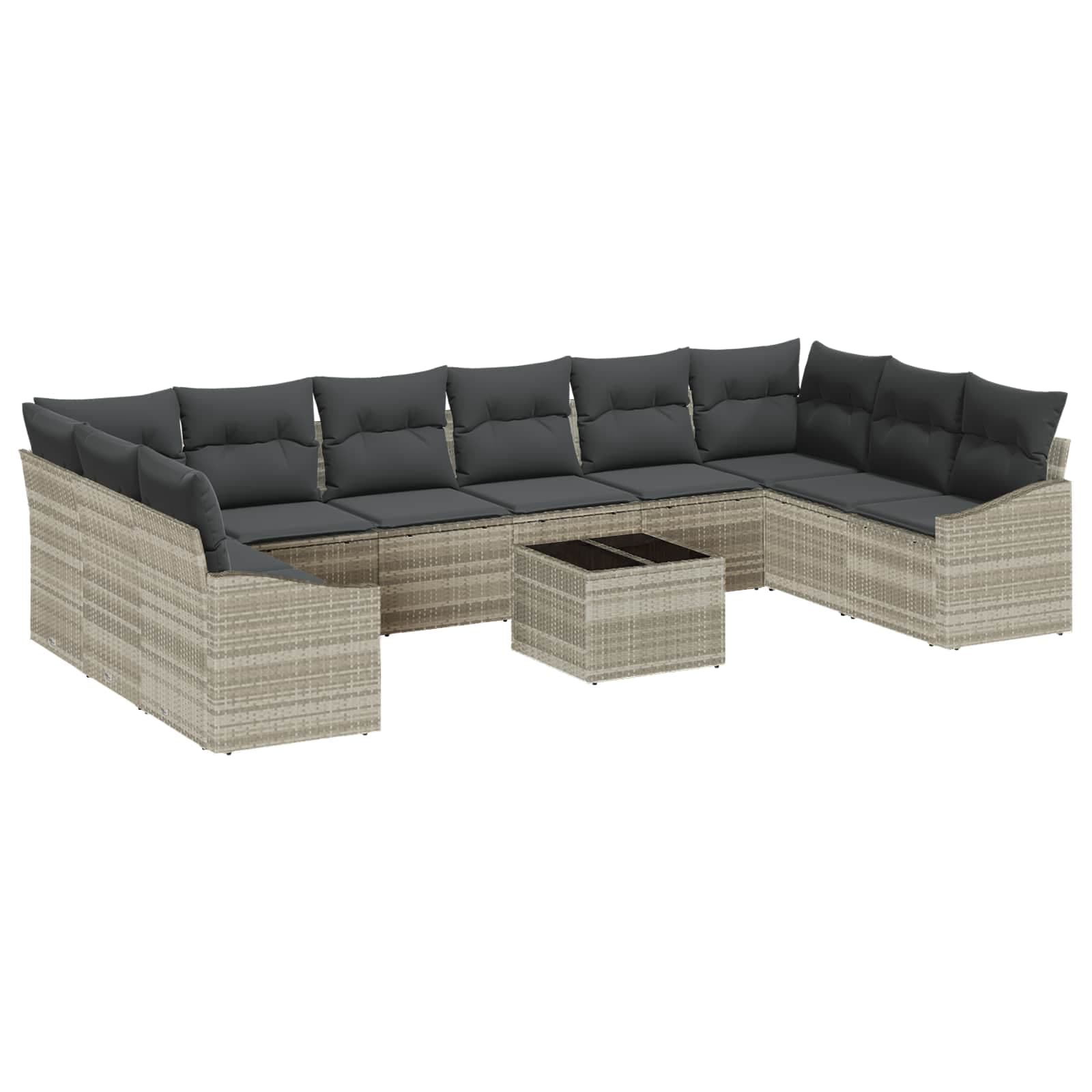 vidaXL Conjunto de Sofá de Jardim Cinzento-claro vime PE