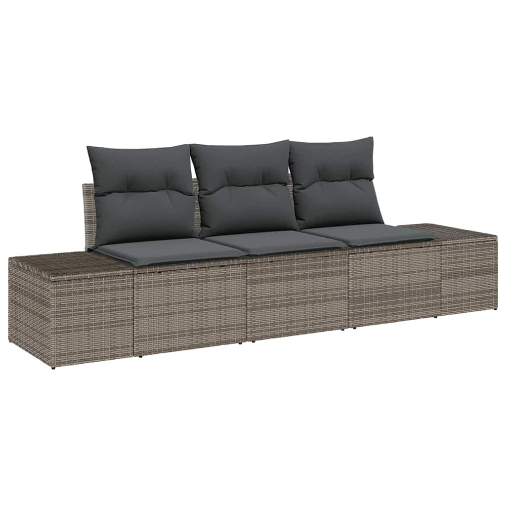 vidaXL Conjunto de Sofá de Jardim 3 pcs Cinzeto vime PE