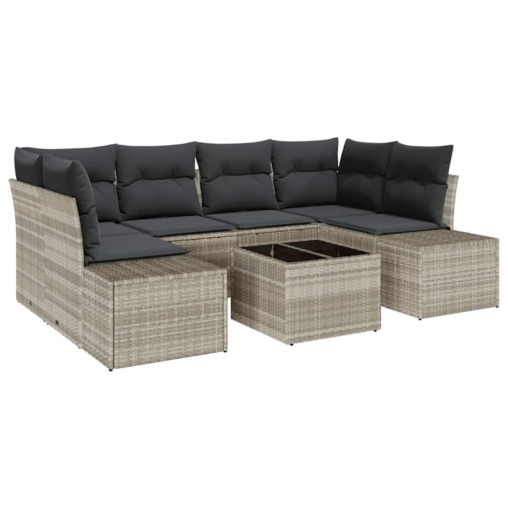 vidaXL Conjunto de Sofá de Jardim 8 Peças Cinza Claro e Cinza Escuro - 1919583377