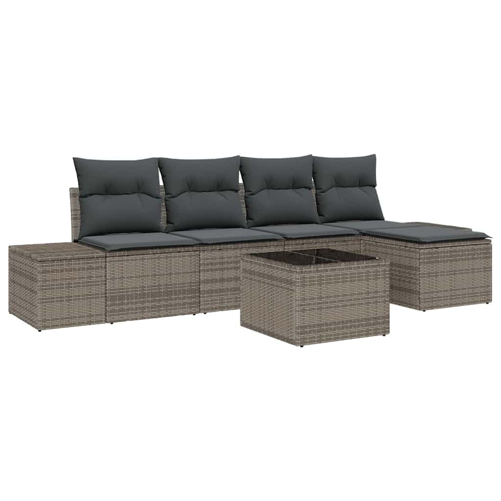 vidaXL Conjunto de Sofá de Jardim 5 Peças Cinzento-claro Vime Pe - 4049196223