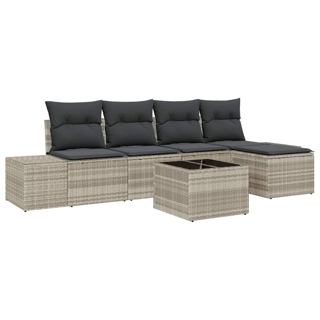 vidaXL Conjunto de Sofá de Jardim 5 pcs Cinzento-claro vime PE