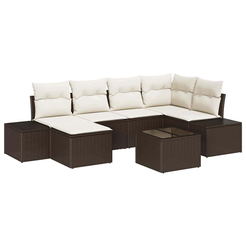 vidaXL Conjunto de Sofá de Jardim 6 Peças Marrom e Creme Vime Pe - 3132776301