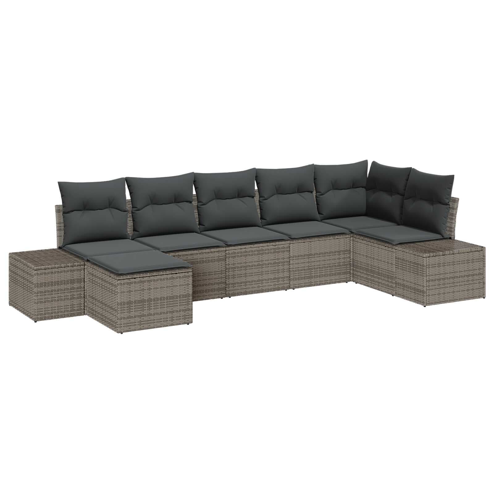 vidaXL Conjunto de Sofá de Jardim 7 pcs Cinzeto Rattan Sintético