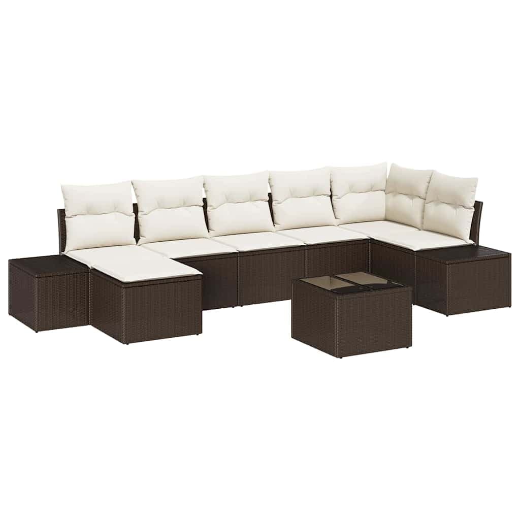 vidaXL Conjunto de Sofá de Jardim com almofada 7 pcs Castanho vime PE