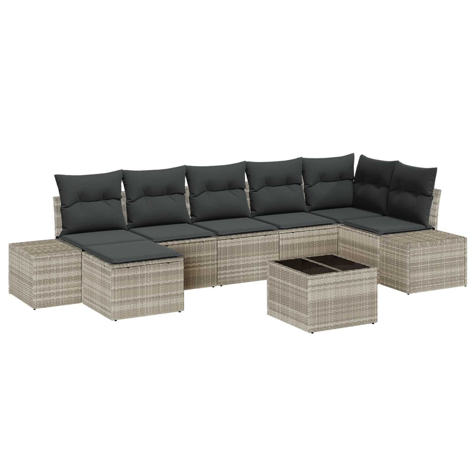 vidaXL Conjunto de Sofá de Jardim 7 pcs Cinzento-claro vime PE