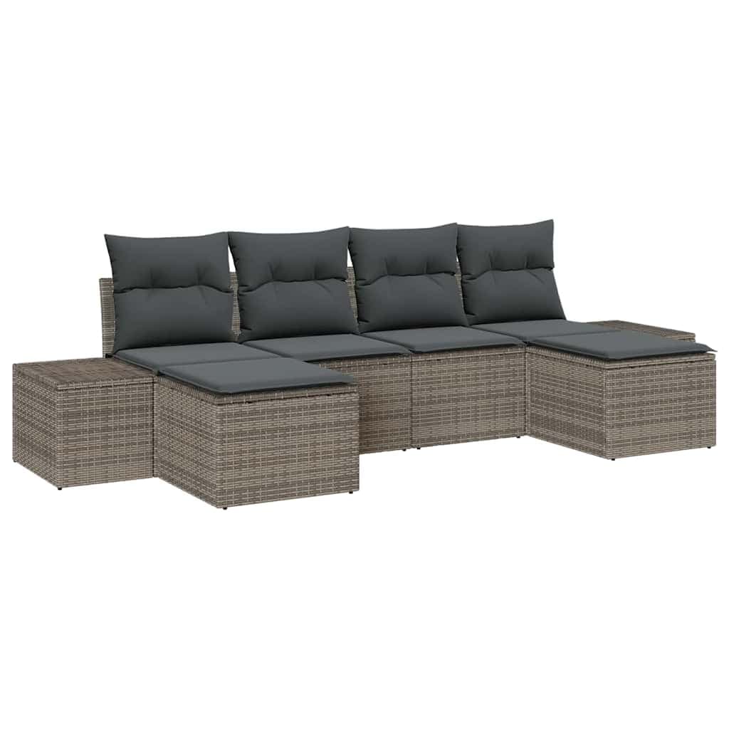 vidaXL Conjunto de Sofá de Jardim com Almofada 4 Peças Cinzeto Vime Pe - 19403071
