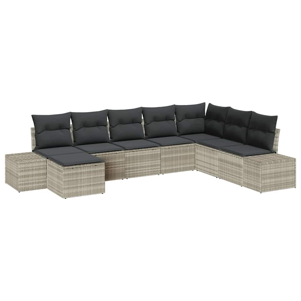 vidaXL Conjunto de Sofá de Jardim 8 pcs Cinzento-claro vime PE