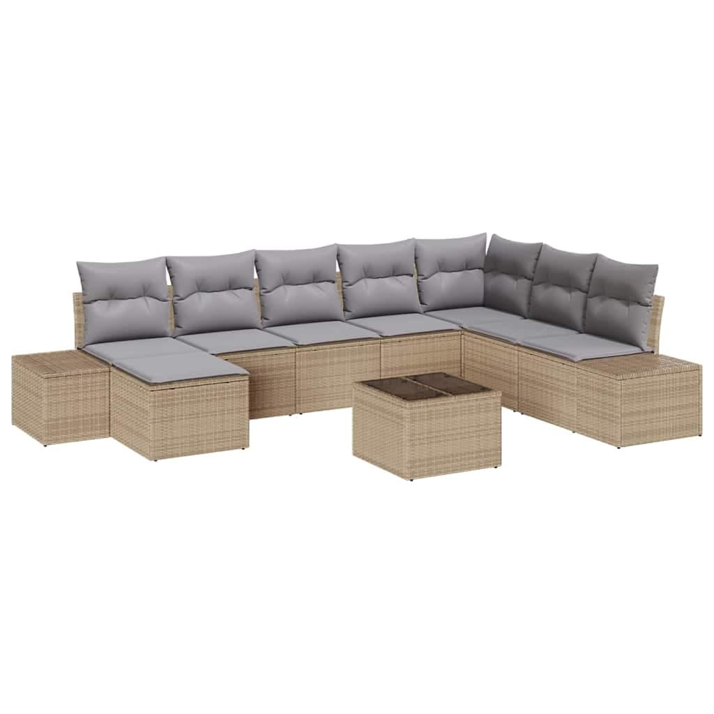 vidaXL Conjunto de Sofá de Jardim 8 pcs Bege e Cinza Claro vime PE