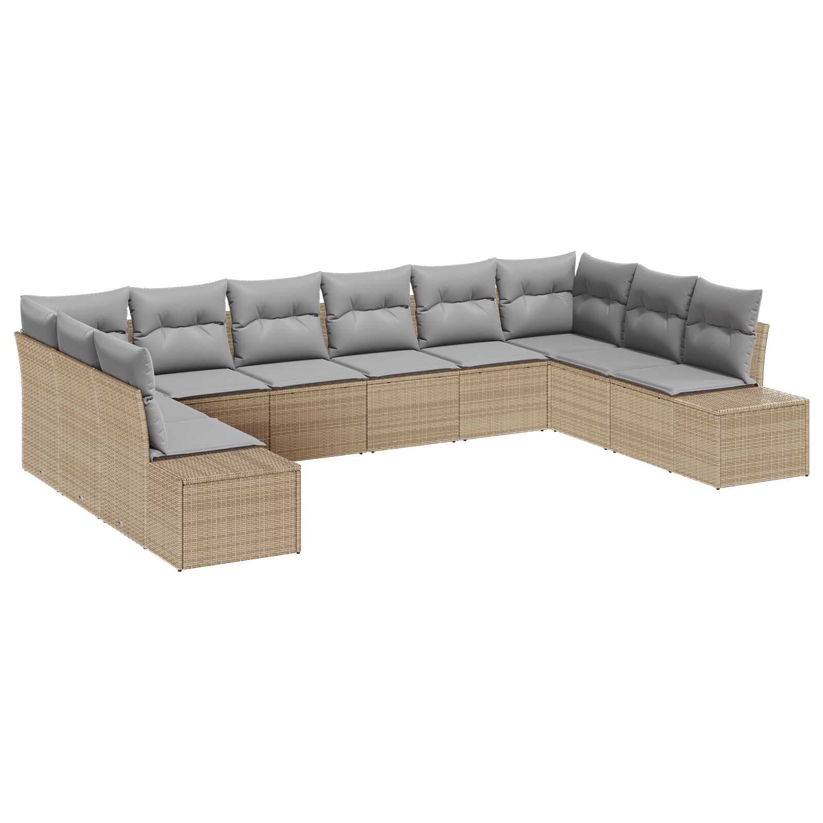 vidaXL Conjunto de Sofá de Jardim 10 pcs Bege e Cinza Claro Polirattan