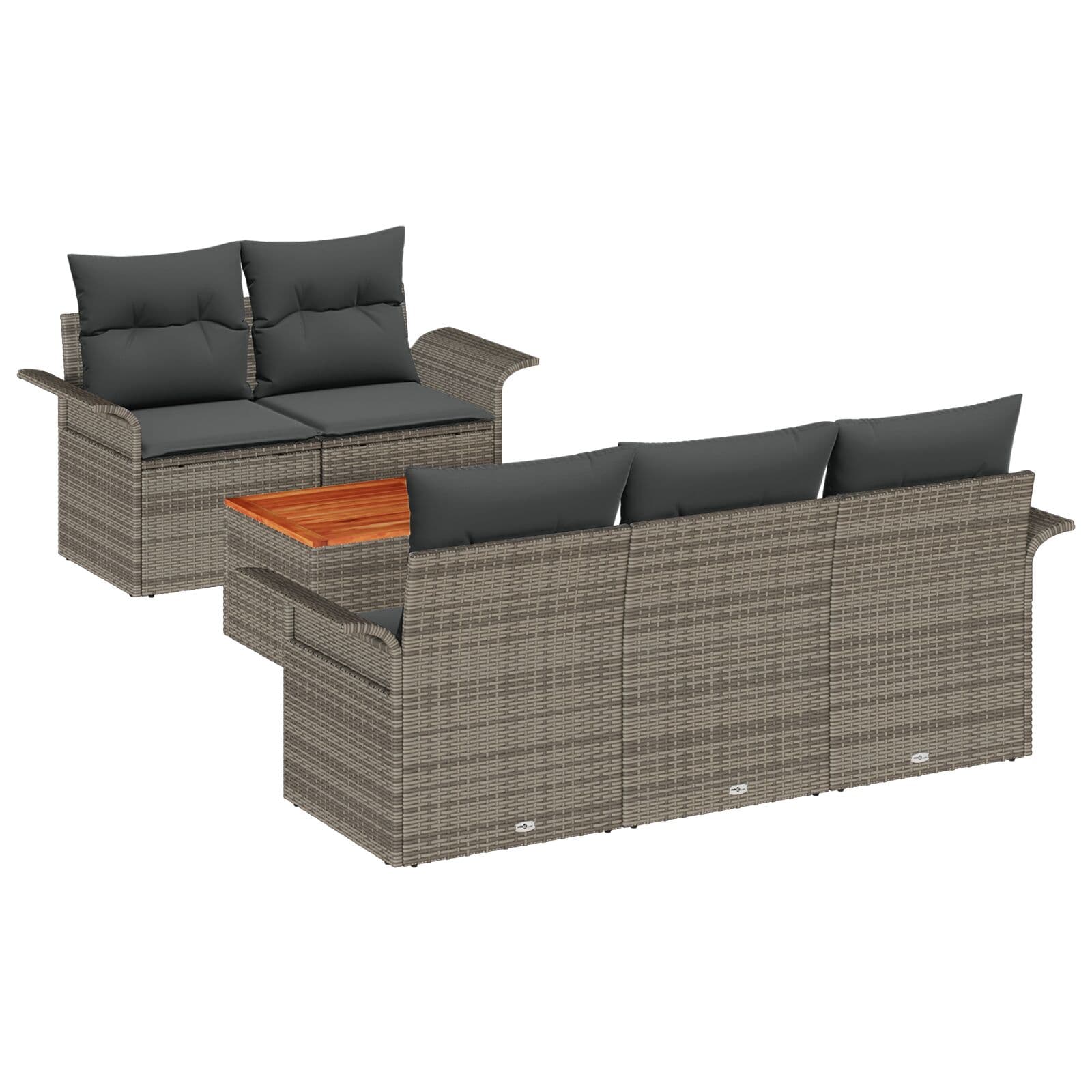 vidaXL Conjunto de Sofá de Jardim 6 pcs Cinzeto vime PE
