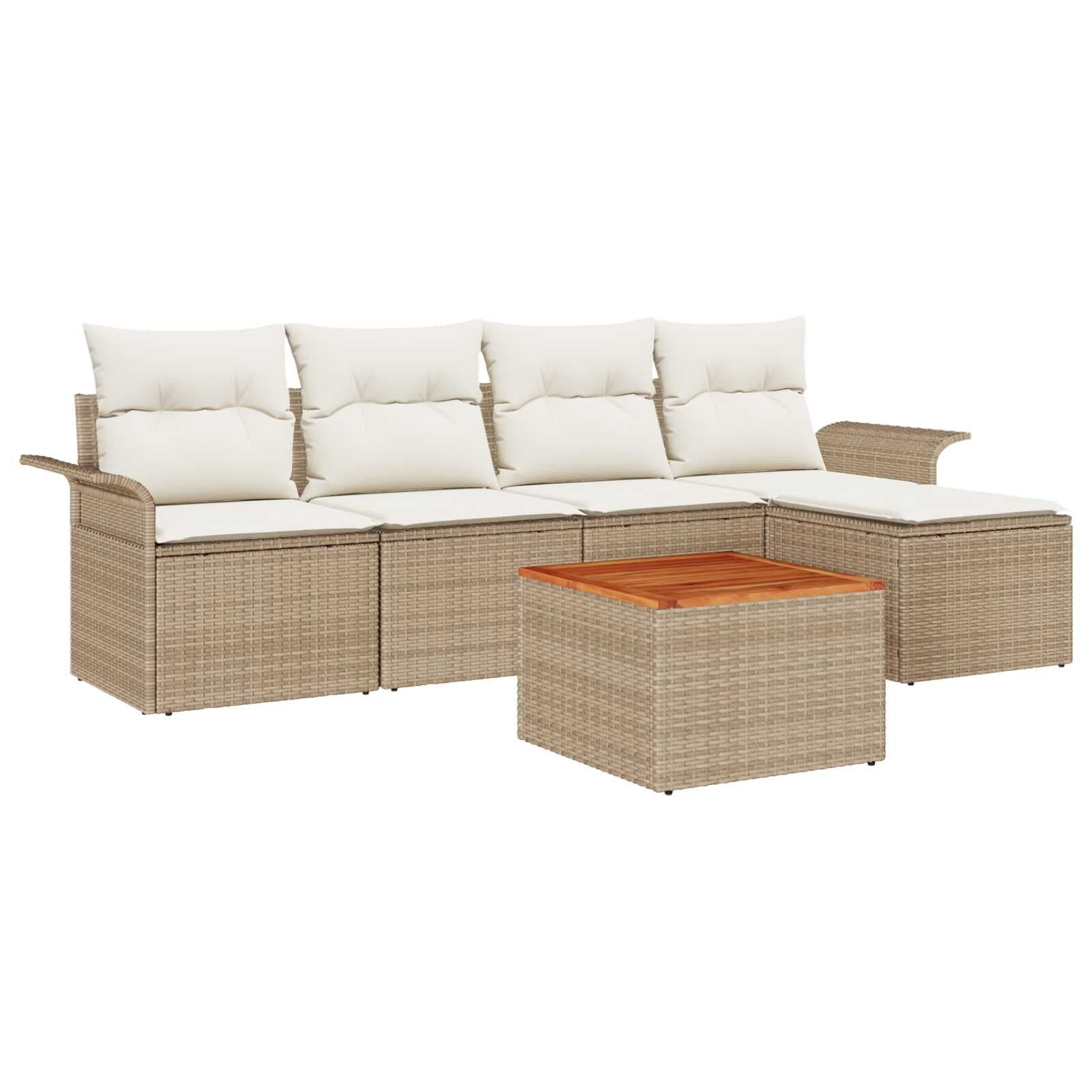 vidaXL Conjunto de Sofá de Jardim 6 pcs Bege e Creme vime PE