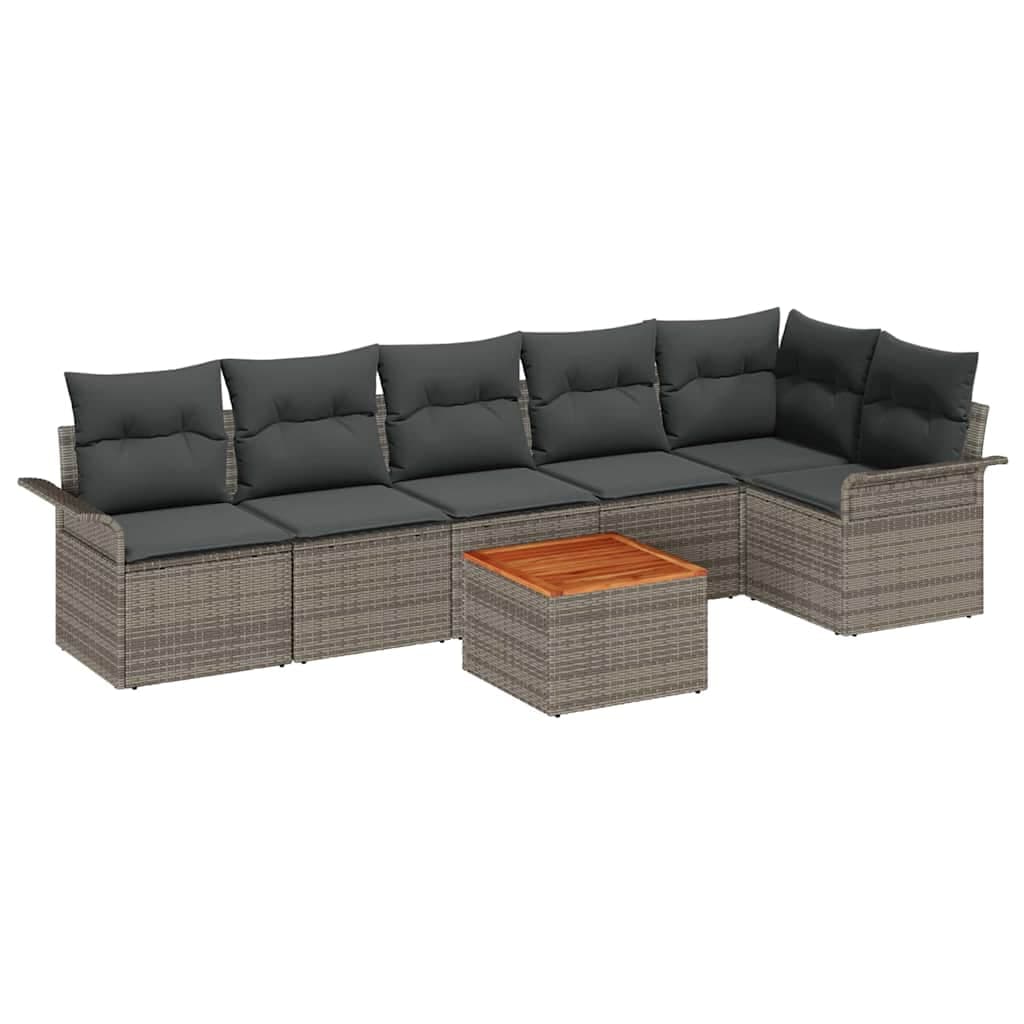 vidaXL Conjunto de Sofá de Jardim 7 pcs Cinzeto vime PE