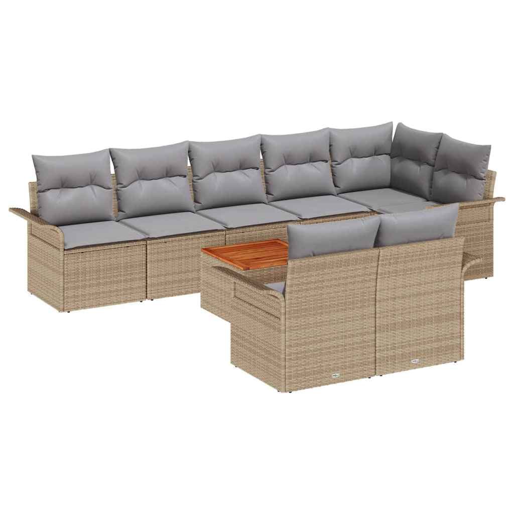 vidaXL Conjunto de Sofá de Jardim 9 pcs Bege e Cinza Claro vime PE