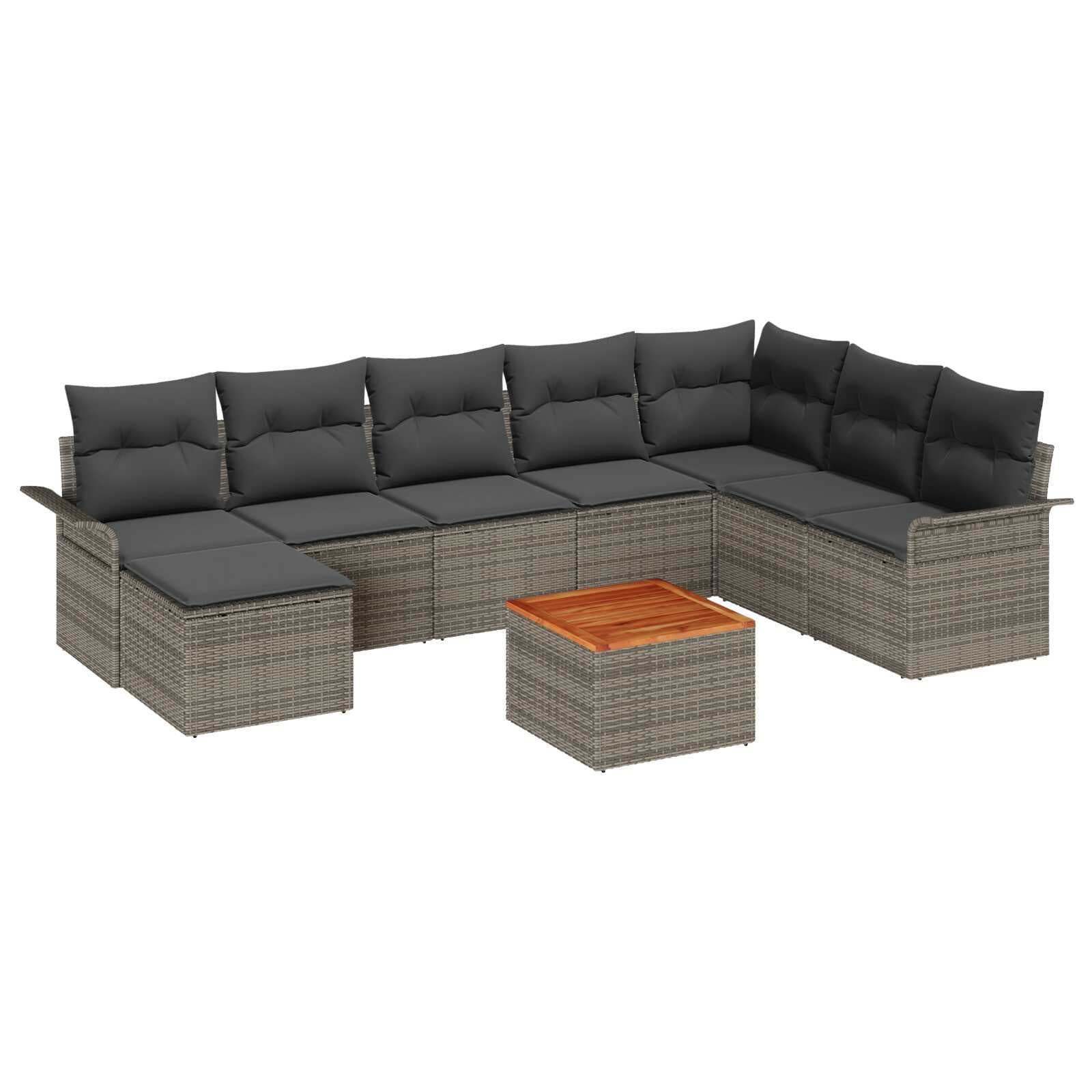 vidaXL Conjunto de Sofá de Jardim 9 pcs Cinzeto vime PE